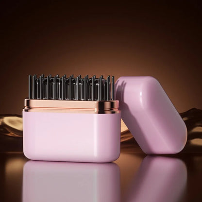 Mini Straightener 2 in 1 Cordless Anti-Scald 3 Temp Settings Hair Brush Rechargeable Fast Heating Hot Comb Frizzy Hair
