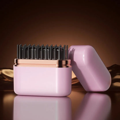 Mini Straightener 2 in 1 Cordless Anti-Scald 3 Temp Settings Hair Brush Rechargeable Fast Heating Hot Comb Frizzy Hair